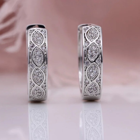 🌟 Platinum Plated Hoop Earrings - Picture 3 of 5